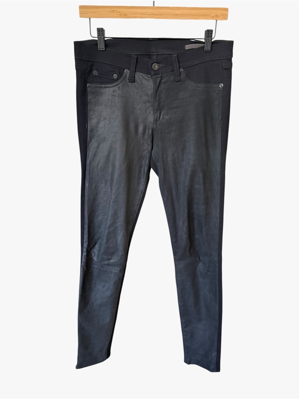 rag & bone hide black leather skinny jeans